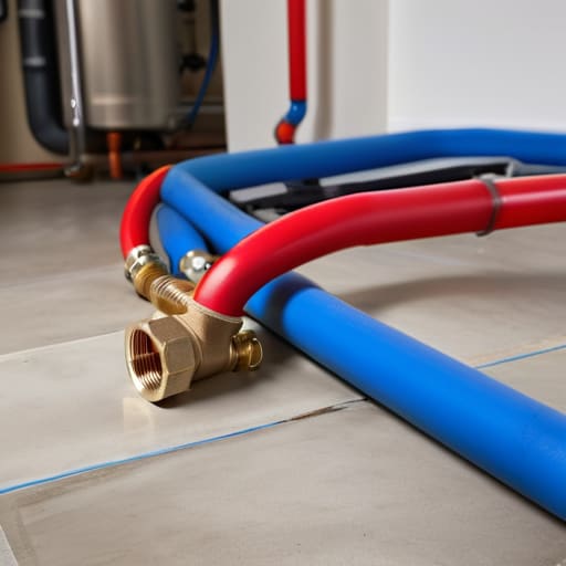 PEX piping layout near the finish line.