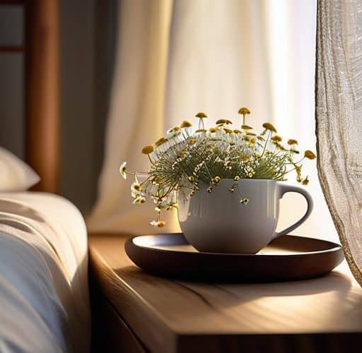 Chamomile cup, benefits of apigenin for sleep