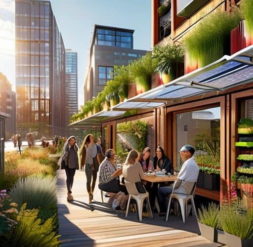 Vibrant cityscape: Solarpunk aesthetic and future hope